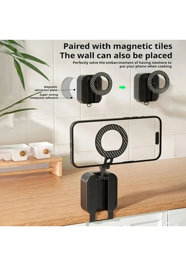 Gateesat Beyaz Katlanır Manyetik Telefon Tutucu Seyahat Araç Masa 360 Derece Döner Tripod