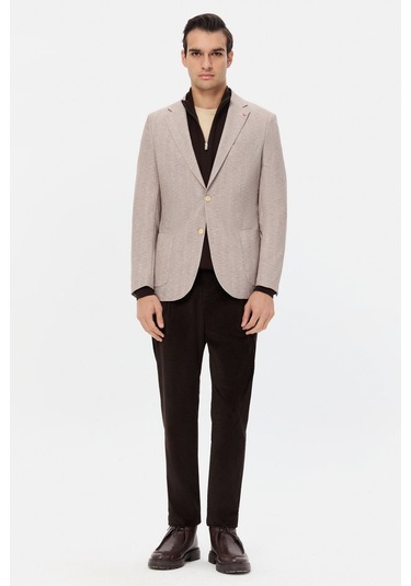 D's Damat Ds Damat Regular Fit Bej Armürlü Kumaş Ceket 5hc04ım09488m Bej
