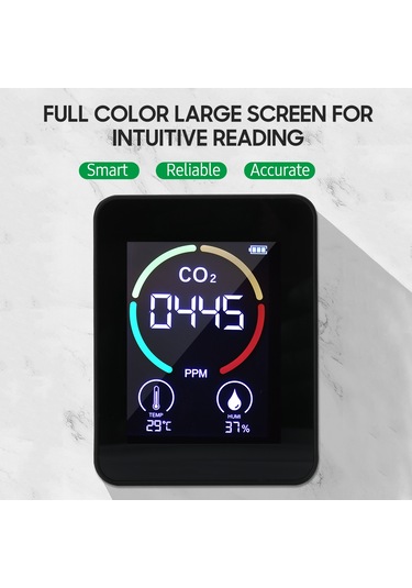 Yunboo Beyaz Mini Usb Li-pil Co2 Tespit Cihazı - Oda Sıcaklığı, Nem Ve Hava Kalitesi İndeksi Ölçer Pil Dahil