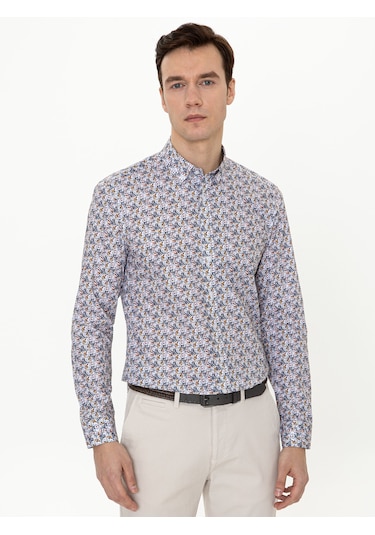Cacharel Sarı Slim Fit Uzun Kollu Gömlek