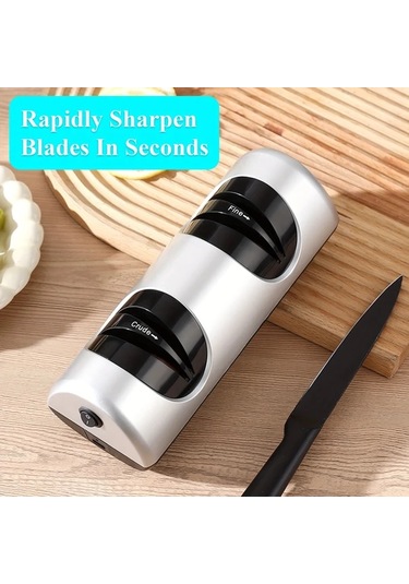 Xuweiwei İwhale Profesyonel Elektrikli Bıçak Bileyici Simli 2 Aşamalı Kaba İnce Bileyme Usb Şarj 18650 Pil Metal Toz Kutusu Abs Gümüş Gri