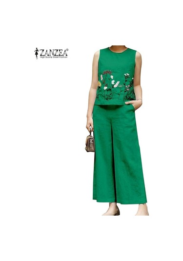 Zanzea Kadın Çiçek Baskı Tankı Üstleri Ve Pantolon Yaz Rahat Iki Parçalı Takım Elbise Seti Turuncu Zanzea Kadın Çiçek Baskı Tankı Üstleri Ve Pantolon Yaz Rahat Iki Parçalı Takım Elbise Seti Turuncu