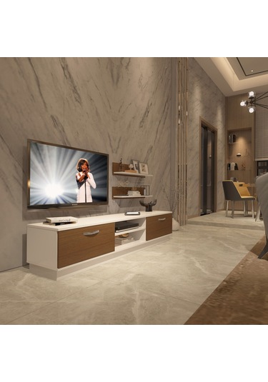 Decoraktiv Eko 4b Mdf Dvd Tv Ünitesi Tv Sehpası Beyaz - Ceviz