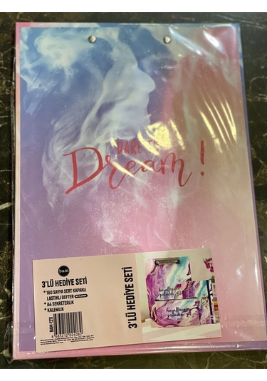Dare To Dream 3lü Set Pembe Sekreterlik Kalemlik Ve Defter