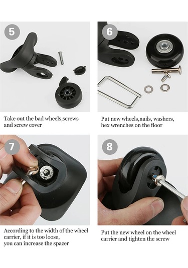 Suntek Bagaj Bavul Tekerlekleri Aşınmaya Dayanıklı Esnek 40x18mm Siyah