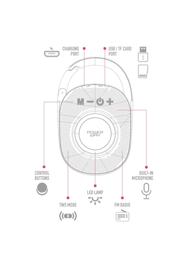 Powerway Lock Turuncu Taşınabilir Bluetooth Hoparlör