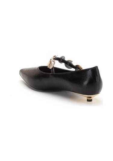 Kadın Kısa Topuklu Aykkabı Siyah Rugan Baretli Minik Ökçe-4322 Siyah