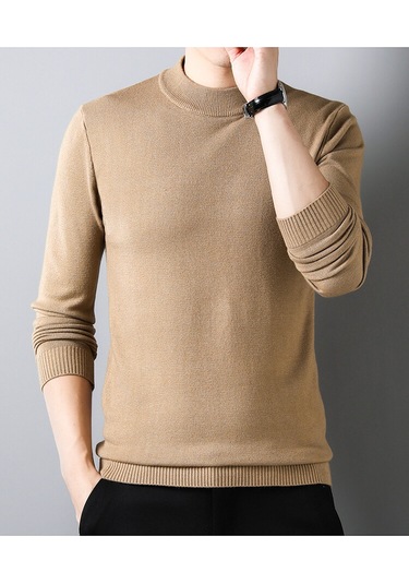 Kışın Yeni Yarım Balıkçı Yaka Sıcak Günlük Düz Renk Erkek Kazağı Yeşil