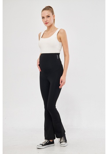 Lesa Wear İspanyol Paça Ayarlanabilir Yüksek Bel Esnek Toparlayıcı Ve Sıkılaştırıcı Hamile Tayt