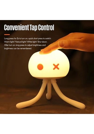 Prestigegoods Sevimli Denizanası Bebek Gece Lambası Kısılabilir Bebek Başucu Lambası Silikon Ç, Led, Masum Rüya Işıltısı Beyaz