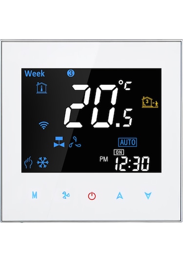 İki Borulu Akıllı Oda Termostatı Dijital Programlanabilir Sıcaklık Kontrol Cihazı Klima İçin Bac-3000al, Beyaz