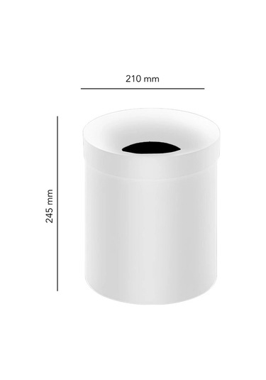 Çöp Kovası, Çemberli, 5lt - Mat Beyaz Krom