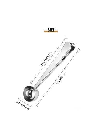 Ranyeek 430 Çelik 2'li Fonksiyonlu Kahve Kaşığı Ve Poşet Kapama Klipsi - Çay, Süt Tozu, Şeker İçin Taze Tutucu Ve Anti Yapışkan Diğer
