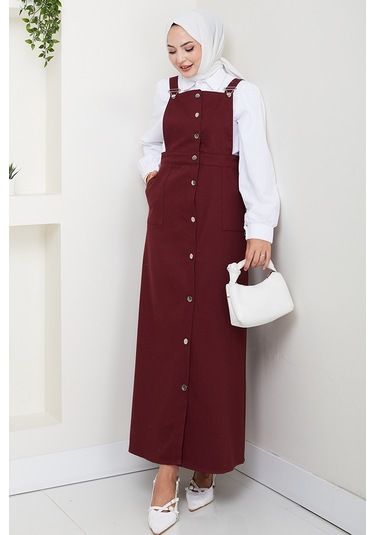 Boydan Düğmeli Gabardin Jile 1552 - Bordo Bordo