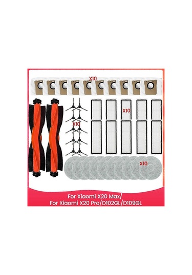 Xiaomi X20 Max/x20 Pro/d102gl/d109gl İçin 42 Adet Elektrikli Süpürge Yedek Parçası: Ana Ve Yan Fırça, Hepa Filtresi Gösterildiği Gibi