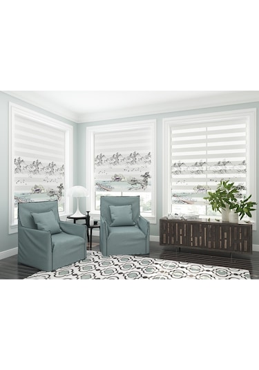 Doğa Manzaralı Dijital Baskılı Piliseli Zebra Perde Diğer