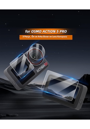 Dji OSMO Action 5 Pro Ekran Koruyucu 9H Şeffaf