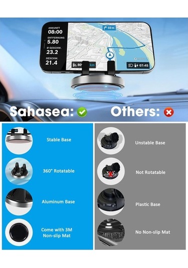 Agoodshop Araç Telefonu Tutacağı, 360 Döndürülebilen Gösterge Paneli Cep Telefonu Tutacağı, Kaymaz Si
