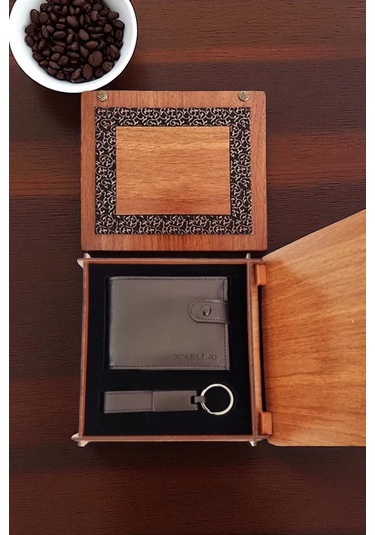 Cüzdan Ve Mat Siyah Anahtarlık Hediye Kutusu