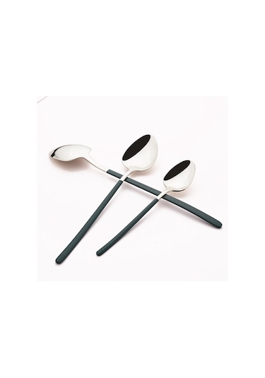 6 Adet Mavi Altın Çay Kaşığı Seti 18/10 Paslanmaz Çelik Çay Kaşığı Gümüş Küçük Tatlı Kahve Kaşığı 5.5 İnç Yeşil - Gümüş