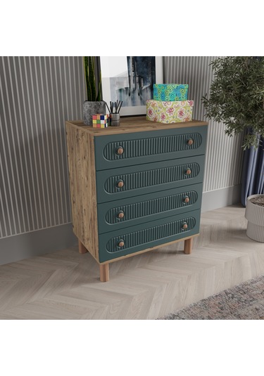 Mila 4 Çekmeceli Şifonyer - Mdf Kapak Yeşil