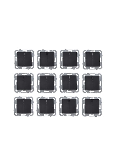 Netelsan Byobu 12 ADET Siyah İkili Anahtar Komütatör Çerçevesiz