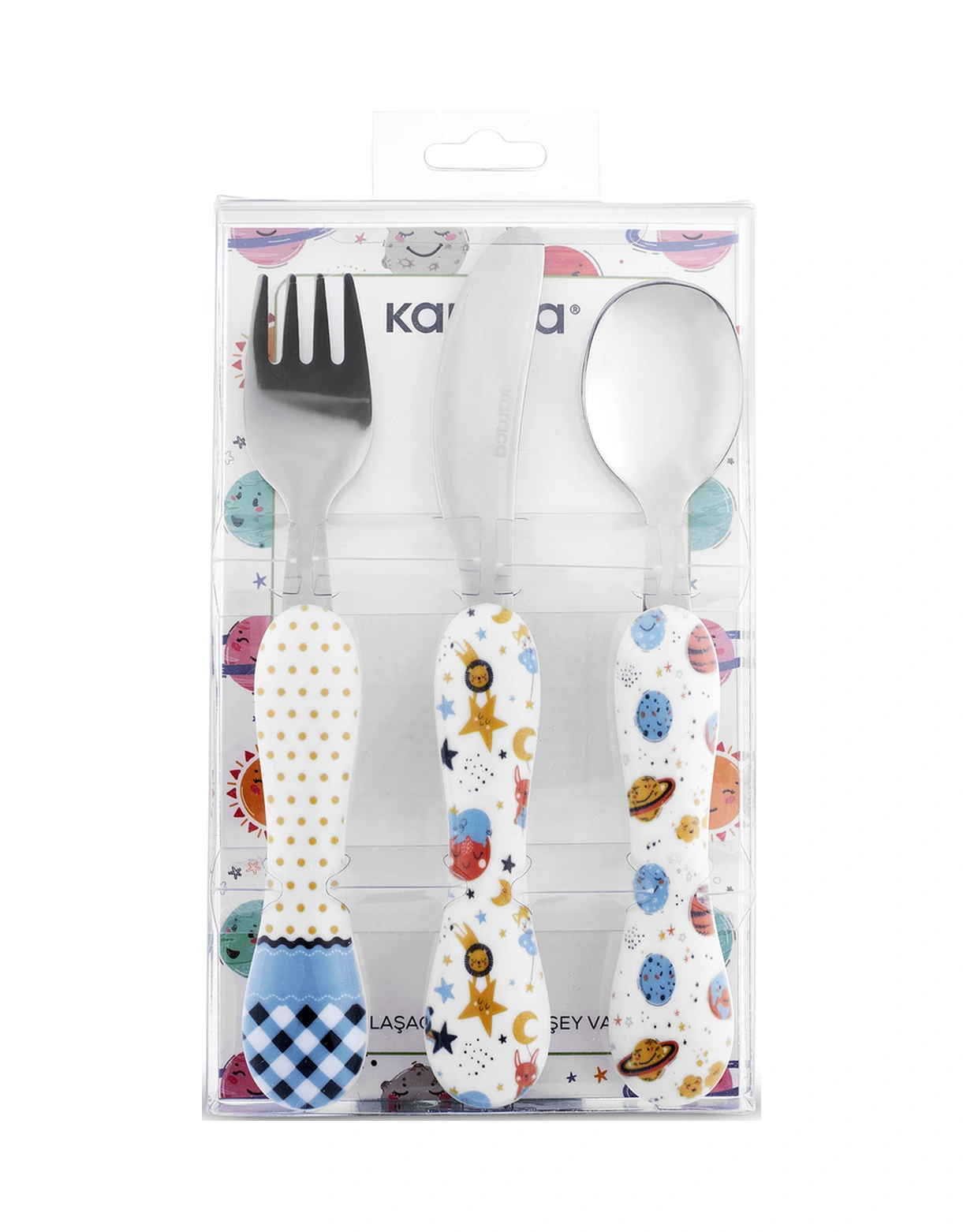 Karaca Galaksi 3 Parça Çocuk Çatal Kaşık Bıçak Seti Multicolor