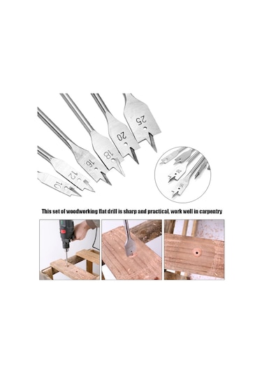 Yaleker Ahşap Delme Seti - 6 Parça Düz Matkap Uçlu, Yüksek Hız Ve Hassasiyet İçin