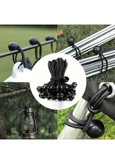 Elmpaly Ağır Hizmet Tipi Siyah 10lu Bilyalı Rulo Sistemli Çadır Ve Gölgelik İpi