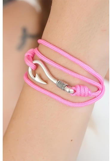 Pembe Renk Gümüş Metal Kancalı Bayan Çoklu Bileklik Çok Renkli