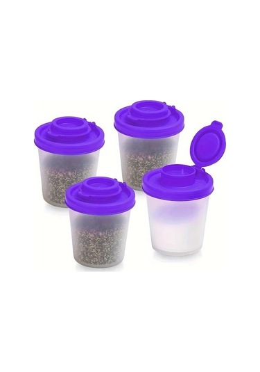 Trendooze 4 Parça Nem Geçirmez Koyu Mor Plastik Baharatlık Tuz Biberlik Kamp Piknik Seyahat Gaojunshop01 Mor