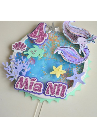 Deniz Kızı Kız Çocuk Doğum Günü Pasta Süsü Parti Malzemesi Topper