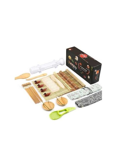 Besthome1 23 Parça Züccaciye Seti: Profesyonel Sushi Seti Bambu Mat, Çubuk, Bıçak Çok Renkli