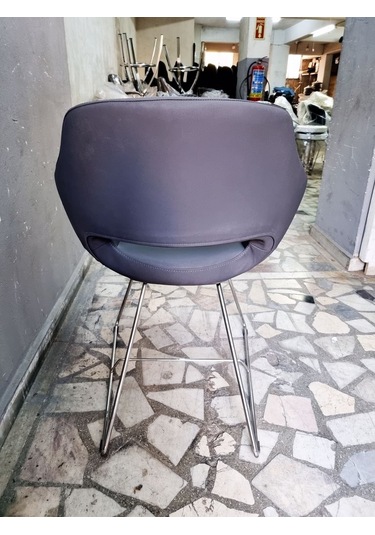 Bintaşmobilya Viva Antrasit Gri Deri Ofis Bekleme Koltuğu