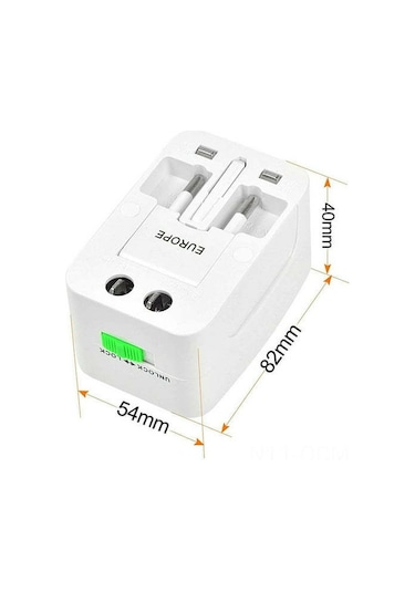 Qingmipy Evrensel Seyahat Adaptörü: Usb Çift Portlu, Avrupa/ingiltere Standartları, 150+ Ülke Uyumlu, 1500w Güç, Dayanıklı Abs Malzeme