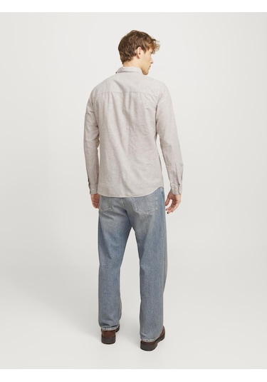 Jack & Jones Slim Kalip Keten Karışımlı Gömlek - 12268964 Crockery
