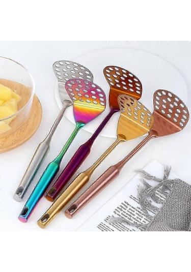 Yapışmaz, Sağlam Ve Dayanıklı Bütün Şekilli Gıda Ezici El Mutfak Yardımcısı İçin Paslanmaz Çelik Patates Ezici, 1 Adet Phantom Kırmızı