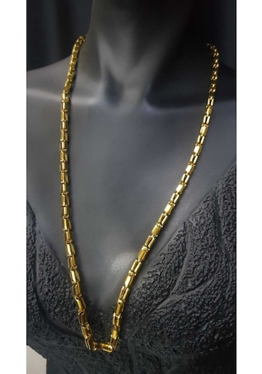 Vog Unisex Xuping Vip Model Perçinli Oval Tasarım Sevgiliye,babaya,eşe,arkadaşa Hediye Çelik Kolye Sarı