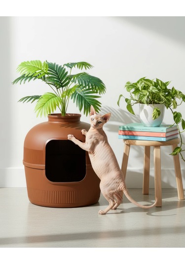 Reyo Dekorapet Dekoratif Kedi Tuvaleti Kahverengi