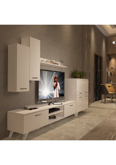 Decoraktiv Eko 6 Mdf Dvd Retro Tv Ünitesi Tv Sehpası Beyaz