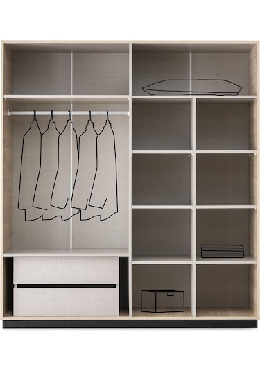 Vega 4 Kapaklı Modern Aynalı Elbise Dolabı Gardrop 180x50x200cm