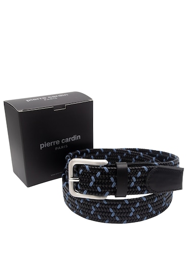 Pierre Cardin Premium Örgü Deri Kemer En 3,5 Cm Pc-1713 Siyah - Mavi