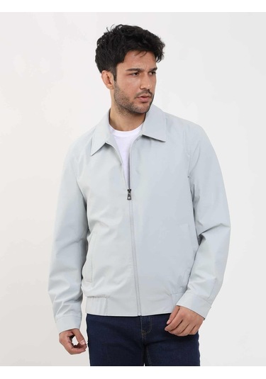 Dufy Gri Erkek Regular Fit Düz Klasik Yaka Bomber Mont - 104404-Gri