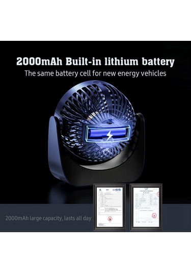 Lemestar Usb Şarjlı Taşınabilir Mini Fan - 3 Hız Ayarlı, Sessiz, 2000mah Pil, Ofis/yurt İçin