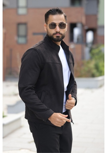 Basic Baharlık Süet Ceket - Sade Ve Şık Stil Siyah Süet