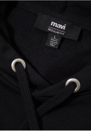 Mavi - Mavi Logo Baskılı Erkek Kapüşonlu Sweatshirt 065606-900 Siyah