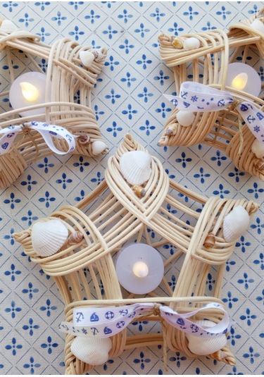 Yıldız Marin Mumluk Bambu 3'lü Set Tealight Bej