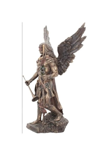 Aziz Gabriel Bronz Melek Heykel Biblo Dekor