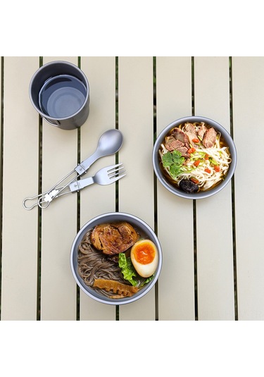 Tomshoo 500ml Titanyum Kase Yığılabilir Kamp Kasesi Kamp Dağ Yürüyüşü Seyahat İçin Gümüş