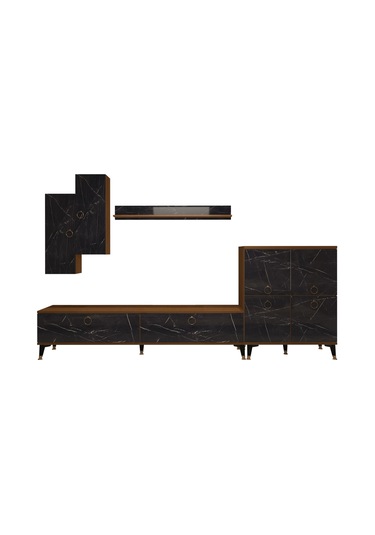 Decoraktiv Eko 6 Mdf Std Gold Tv Ünitesi Tv Sehpası Ceviz - Siyah Mermer